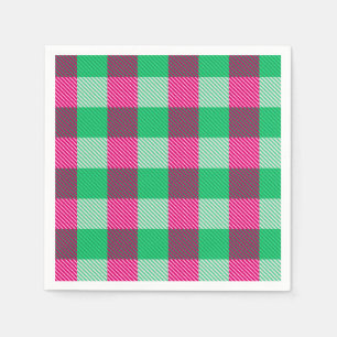 Pink Green Gingham Check Design Napkins