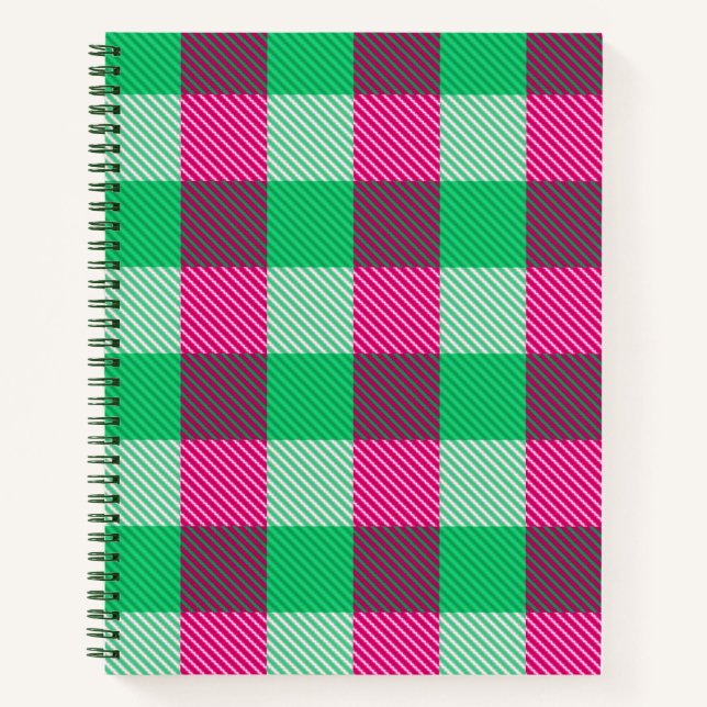 Pink Green Gingham Check Design  Notebook (Front)