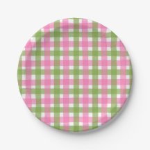 Pink Green Gingham Checkered Summer Garden Party