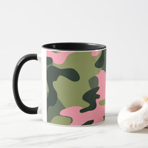 Pink  Green Girly Camo Camouflage Pattern Mug