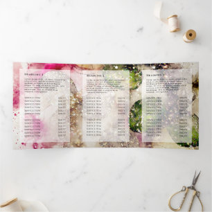 Pink green glitter watercolor trifold brochure