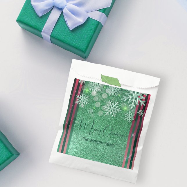Pink Green Glitter Winter Wonderland Christmas Favor Bag (Creator Uploaded)