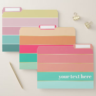 Pink green gold Custom Summer Color Block Stripes File Folder