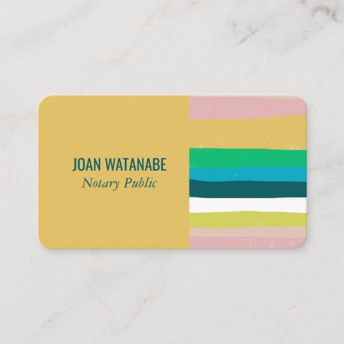 Pink Green Gold Minimalist Stripes Handmade Business Card