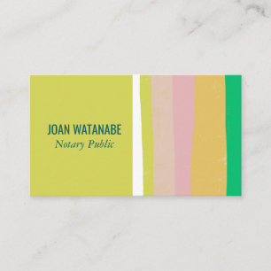 Pink Green Gold Minimalist Stripes Handmade Business Card