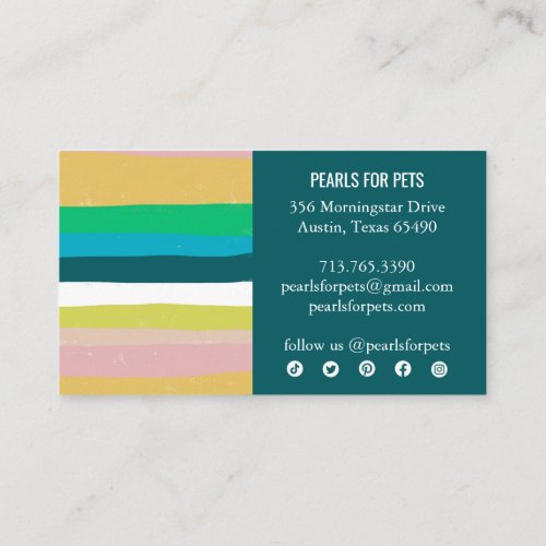 Pink Green Gold Minimalist Stripes Handmade Icons Discount Card