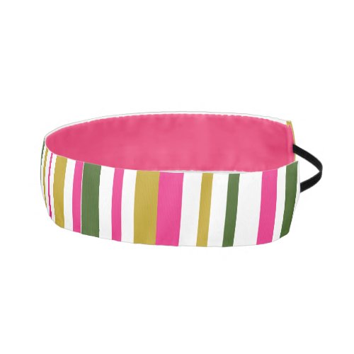 Pink Green Gold Stripe Athletic Headband