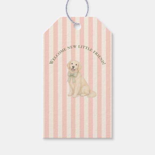 Pink & Green Golden Retriever Baby Shower  Gift Tags
