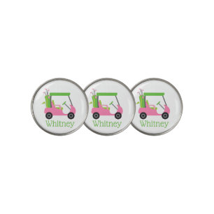 Pink & Green Golf Cart Golf Ball Markers