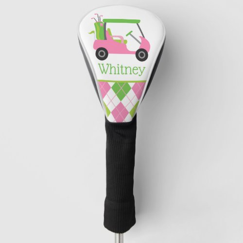 Pink  Green Golf Cart Golf Head Cover