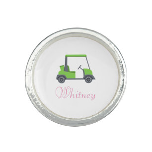 Pink Green Golf Cart Personalized  funny Ring