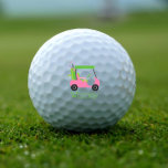 Pink & Green Golf Cart Personalized Golf Balls<br><div class="desc">Hit the links! Add your personalized touch to these golf balls. Click "customize" to change the font,  image size,  etc. Transfer this design onto the products of your choice too! Please visit my designer store,  PreppyPrint.com,  for coordinating items. Cover image by rawpixel.com</div>