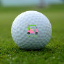 Pink & Green Golf Cart Personalized Golf Balls