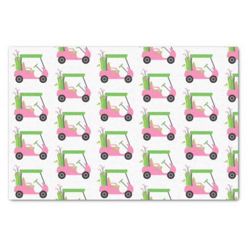 Pink  Green Golf Cart Tissue Paper
