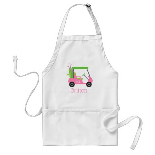 Pink  Green Golf Monogram Personalized Apron