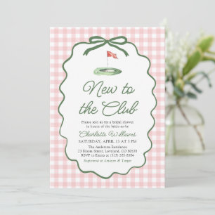 Pink Green Golf New to the Club Bridal Shower Invitation