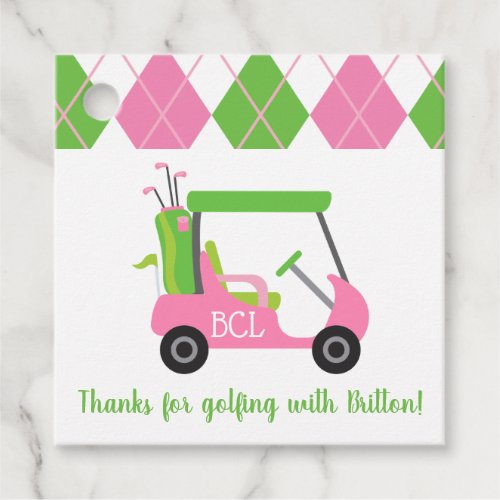 Pink  Green Golf Personalized Gift or Favor Tags