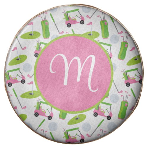 Pink  Green Golf Personalized Monogrammed Chocolate Covered Oreo