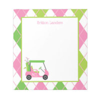 Pink & Green Golf Personalized Notepad