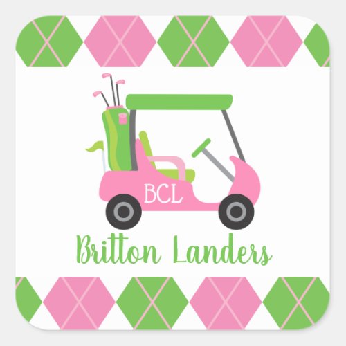 Pink  Green Golf Personalized Stickers