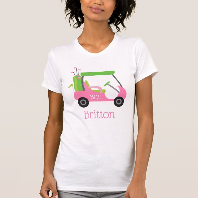 Pink & Green Golf Personalized T-shirt (Front)