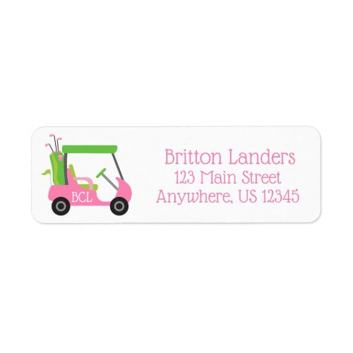 Pink  Green Golf Return Address Labels