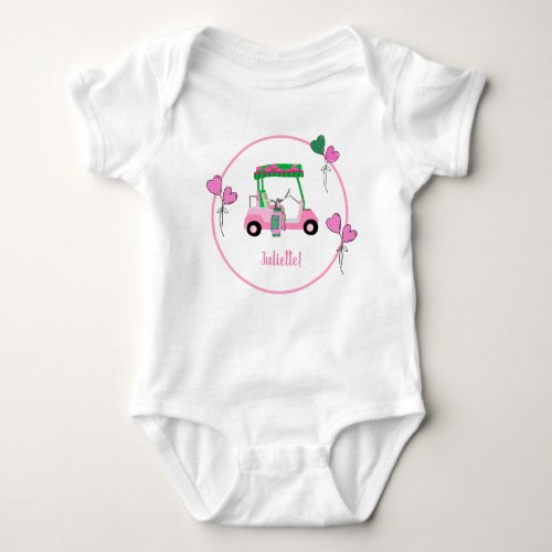 Pink  Green Golf Theme Personalized Party  Baby Bodysuit