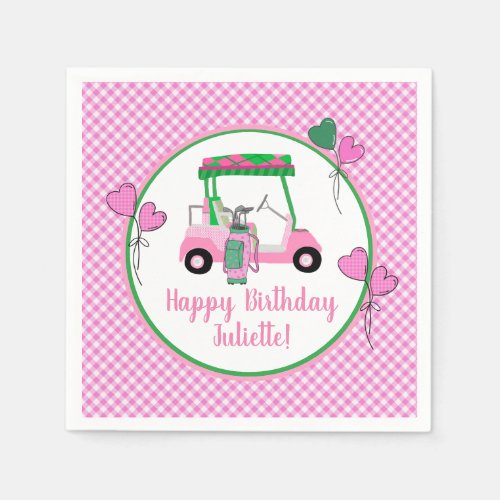 Pink  Green Golf Theme Personalized Party  Napkins