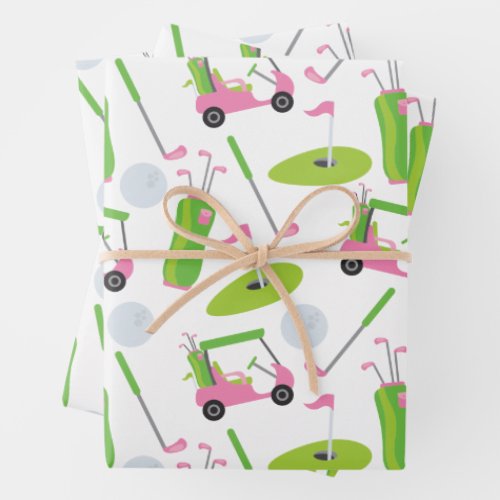 Pink  Green Golf Wrapping Paper