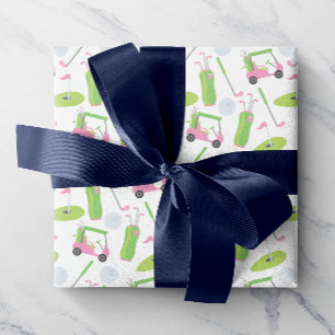 Pink & Green Golf Wrapping Paper
