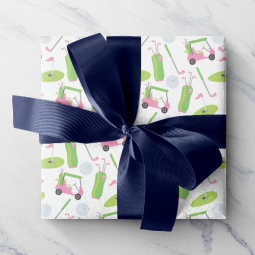 Pink  Green Golf Wrapping Paper