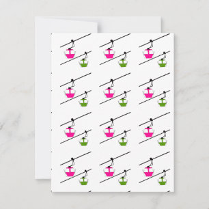 Pink & green gondolas holiday card