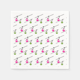 Pink & green gondolas napkins