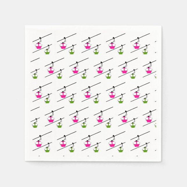 Pink & green gondolas napkins (Front)
