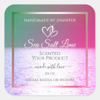 Pink Green Gradient Ocean Product Packaging Labels