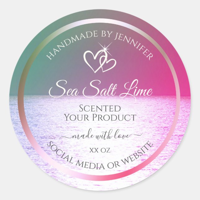 Pink Green Gradient Ocean Product Packaging Labels (Front)