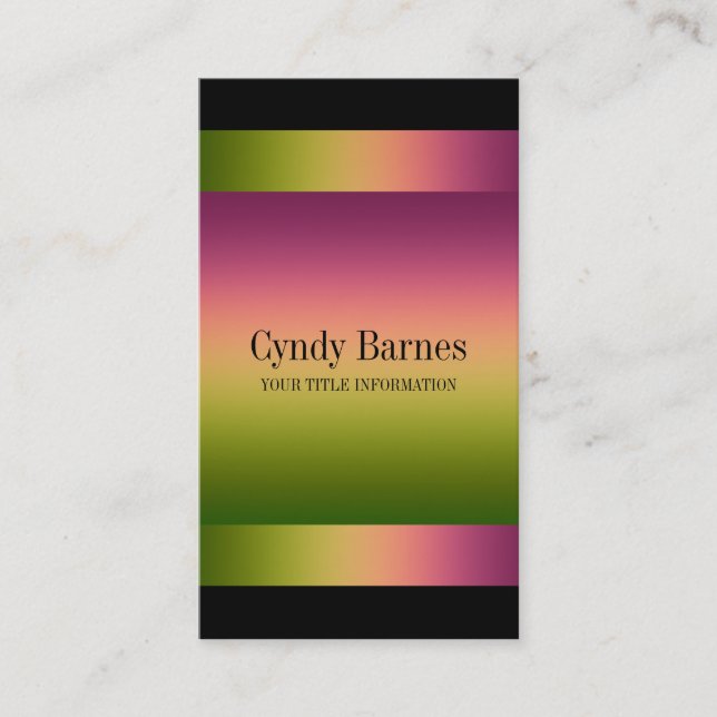 Pink Green Gradient on Black Business Card (Front)