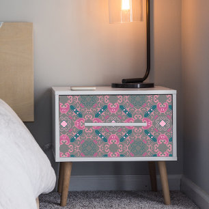 Pink Green Gray Ornate Swirly Pattern Decoupage Tissue Paper