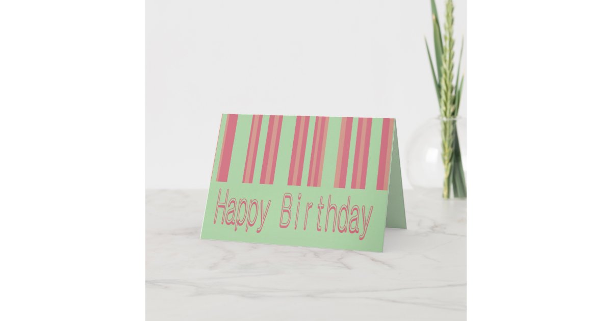 pink green happy birthday card | Zazzle