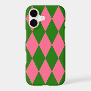 Pink Green Harlequin Checkered Design iPhone 17 Case