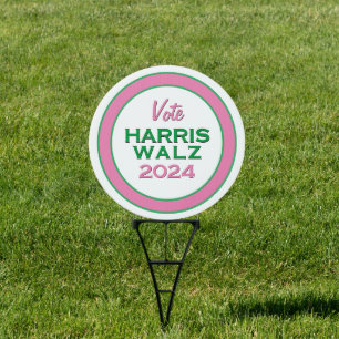 Pink Green HARRIS WALZ 2024 Campaign Yard Sign