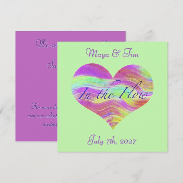 Pink & Green Heart Save the Date (Front/Back)