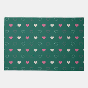 Pink & Green Heart Seamless Pattern Cute Minimal Doormat