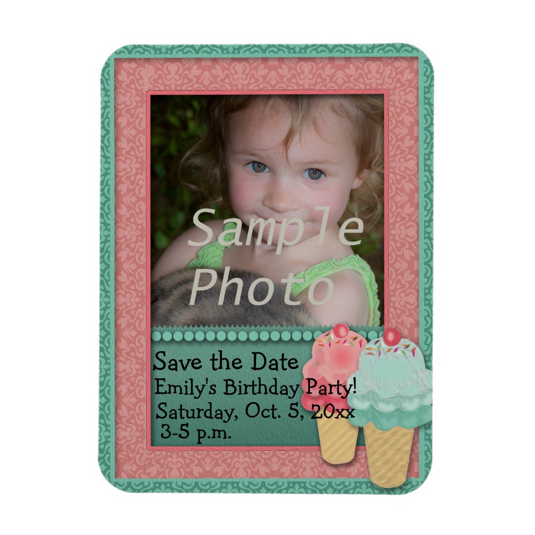 Pink Green Ice Cream Birthday Party Photo Zazzle