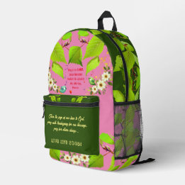 Pink / Green Inspirational Motivations Printed Backpack