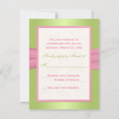 Pink Green Ivory Floral Joined Hearts RSVP Card (Back)