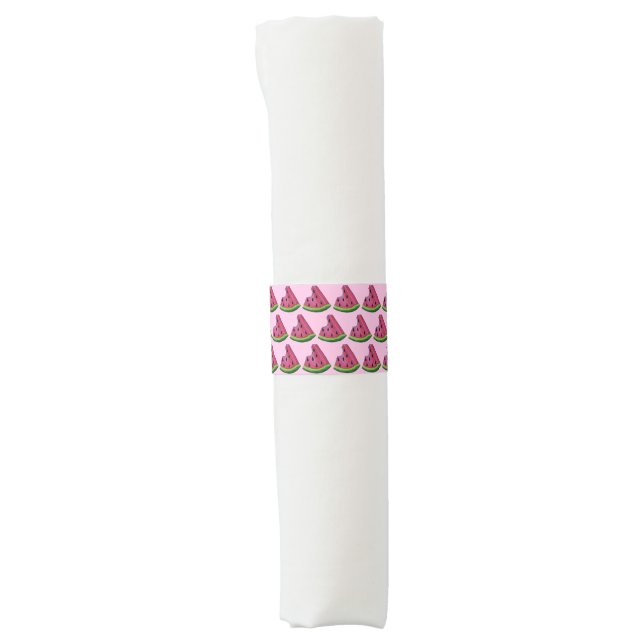 Pink Green Juicy Watermelon Melon Slice Fruit Napkin Bands (Front)