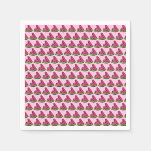 Pink Green Juicy Watermelon Melon Slice Fruit Napkins