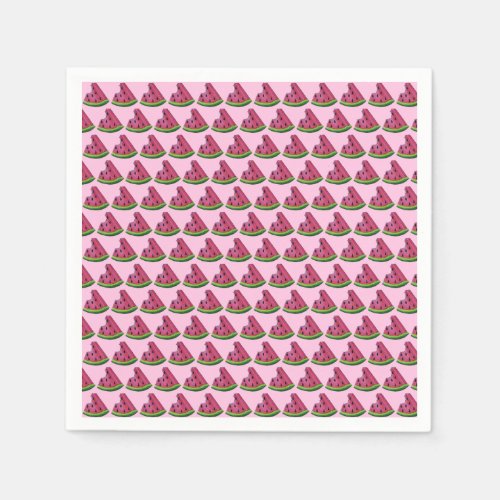 Pink Green Juicy Watermelon Melon Slice Fruit Napkins