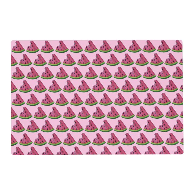 Pink Green Juicy Watermelon Melon Slice Fruit Placemat (Front)